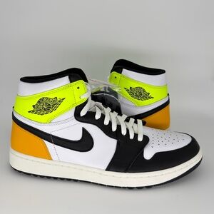Nike Air Jordan 1 High Golf Shoe White Black Volt Gold DQ0660-105 Men’s Size 13